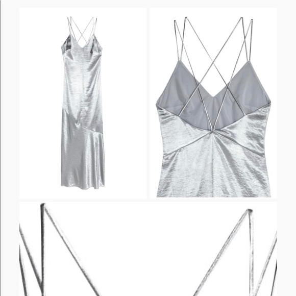Silver Satin Maxi Dress - Picture 5 of 6